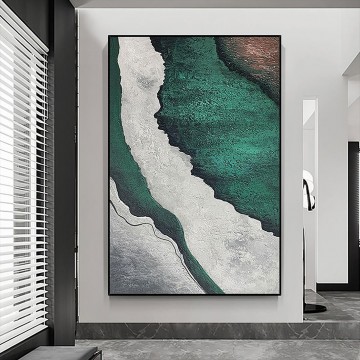 Artworks in 150 Subjects Painting - Beach wave abstract green 05 wall art minimalism
